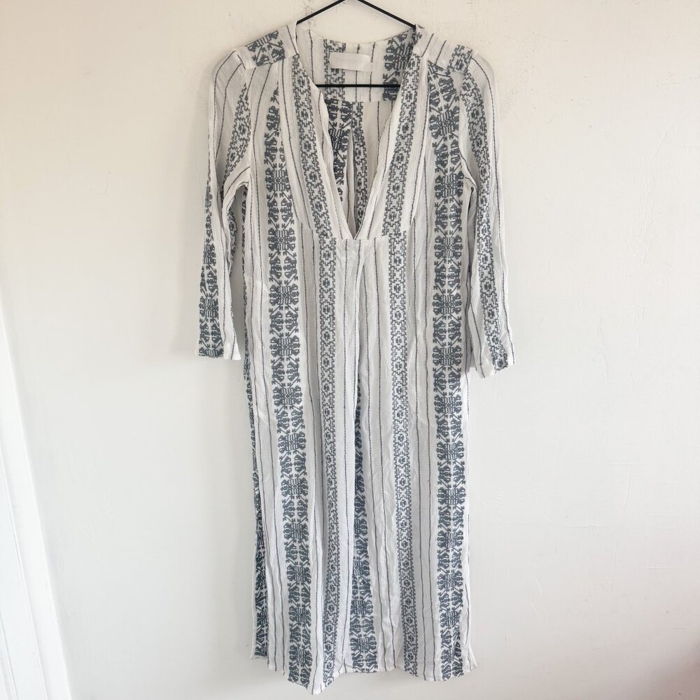Zimmerman Gray White Cotton Embroidered Dress 0 - Picture 2 of 8